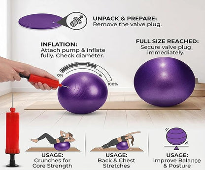 Mini Yoga Balls 6 Inch Exercise Pilates Therapy Balance Micropore Ball Barre Equipment for Home Stability Training Physical Core Training with Pump