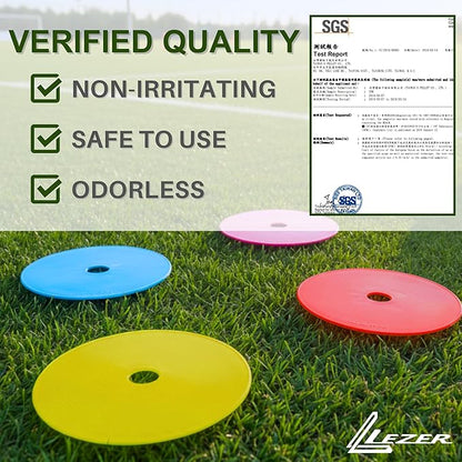 LEZER 6 Inch 8 Inch Flat Cones, Spot Markers, Soccer Cones, Field Court Markers, Sit Spots, Flat Discs, Soccer Training Equipment, Agility Practice, Football, Made in Taiwan