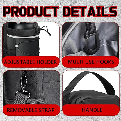 Magnetic Gym Bag for Men and Women, Water Bottle Holder, Gym Pouch with Shoulder Strap for Travel, Sports, Work, Fitness (Strap)