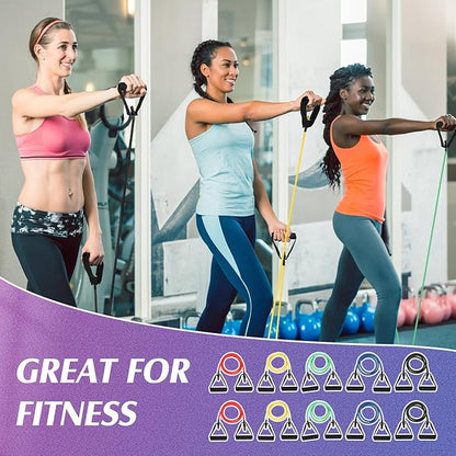 Shappy 20 Pcs Resistance Bands with Handles Exercise Tube from 5 to 50 Pounds Resistance Tubes with Handles Workout Stretch Bands for Exercise Physical Therapy Workouts Fitness
