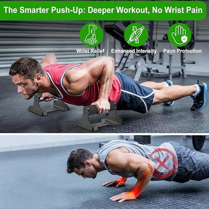 SELEWARE Wood push up bars Parallettes bars Anti-slip Handstand Bars for Calisthenics, Fitness, Floor workouts Solid Wood with Sturdy Metal Bracket, Support 600 lbs