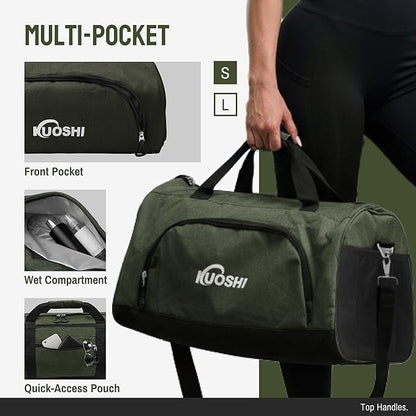 56L Gym Bag Sports Duffle Bag with Shoe Compartment & Wet Pocket, Carry-on Luggage Bag with Quick-Access Pouch, Weekender Overnight Travel Bag for Men & Women