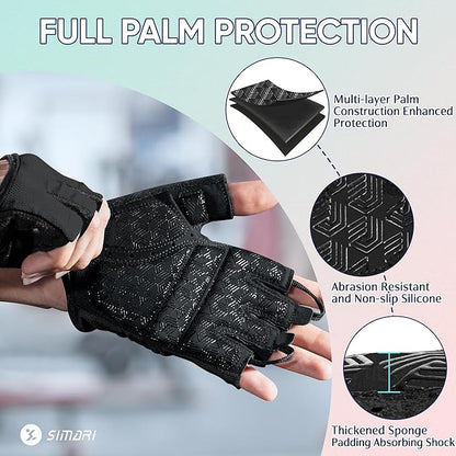SIMARI Workout Gloves for Women Men with Full Palm Protection, Strong Grip, Cushion Impact, Breathable, Suitable for Gym Training, Kayaking, Weight Lifting, Exercise, Fitness, Cycling