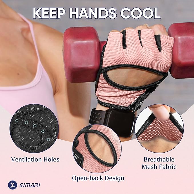 SIMARI Workout Gloves for Women Men with Full Palm Protection, Strong Grip, Cushion Impact, Breathable, Suitable for Gym Training, Kayaking, Weight Lifting, Exercise, Fitness, Cycling