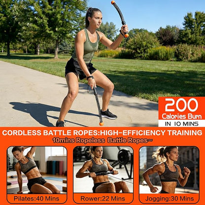 Ropeless Battle Ropes for Home Gym, Portable Cordless Weighted Battle Ropes with Storage Bag, High Calorie Burn for Men & Women, Fitness Equipment for HIIT & Low-Impact Aerobic Training