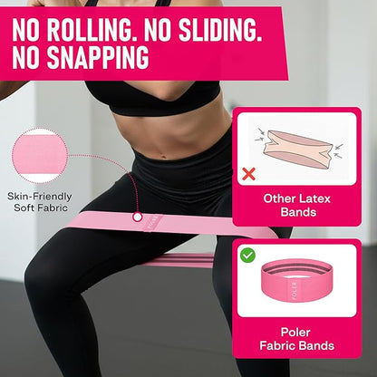 Poler Fit Kit: Fabric Resistance Bands Kit with 3 Levels (Light, Medium, Heavy) + 9″ Pilates Ball for Home Workouts – Exercise Bands Set for Strength Training, Pilates, Yoga, Glutes, Legs & Full Body