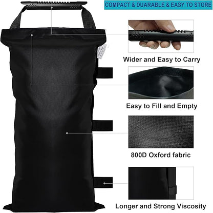 16 Pack (NO Sand) SANWAY 448 LBS Sand Bags for Canopy -Portable and Durable to Secure Tents, Canopies, and Umbrellas at Outdoor Events (Black)