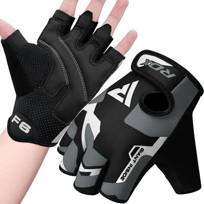 RDX Weight Lifting Gloves Gym Fitness Workout, Anti Slip Padded Palm Elasticated Strength Training Equipment Men Women Half Finger Exercise Bodybuilding Calisthenics Cycling Rowing Climbing
