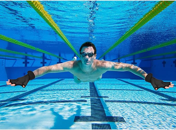 Sumind 2 Pairs Swimming Gloves Aquatic Training Gloves Neoprene Mittens Webbed Fitness Water Aerobics Resistance Training for Women Men Swimming Diving(Medium,Black)