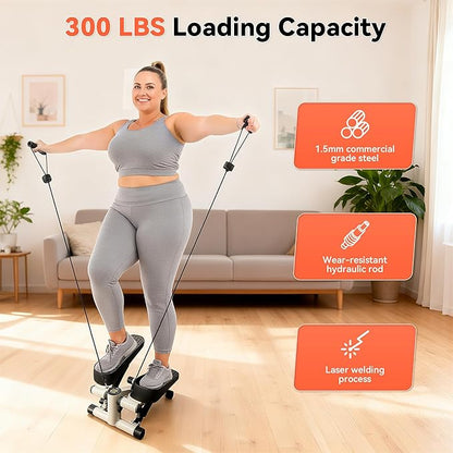 EPHESPORT Steppers for Exercise at Home, New Version Stair Stepper with Adjustable Resistance, Featuring LCD Display & Resistance Bands, Smooth & Quiet Mini Stepper for Full Body Workout