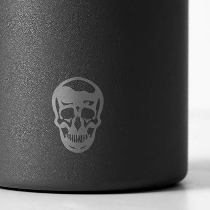 Gymreapers Insulated Water Bottle - Stainless Steel 32 Oz, 3 lids (Straw, Chug, Canteen), Double Walled Vacuum Insulation, Thermo Mug Cold Hot - Durable Powder Coated Finish (Black)