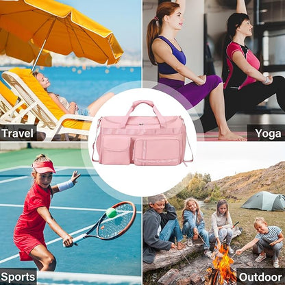 MAXTOP Gym Bag for Women Men Travel Duffle Bag Large Capacity Carry On Weekender Overnight Bag With Shoe Compartment Gym Tote Dry Wet Separation Duffel Bag for Travel