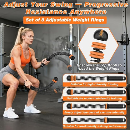 Ropeless Battle Ropes for Home Gym, Portable Cordless with Storage Bag & 8 Adjustable Weight Rings, Heavy Duty Fitness Rope for HIIT, Strength, High Calorie Burn & Low-Impact Cardio for Men & Women
