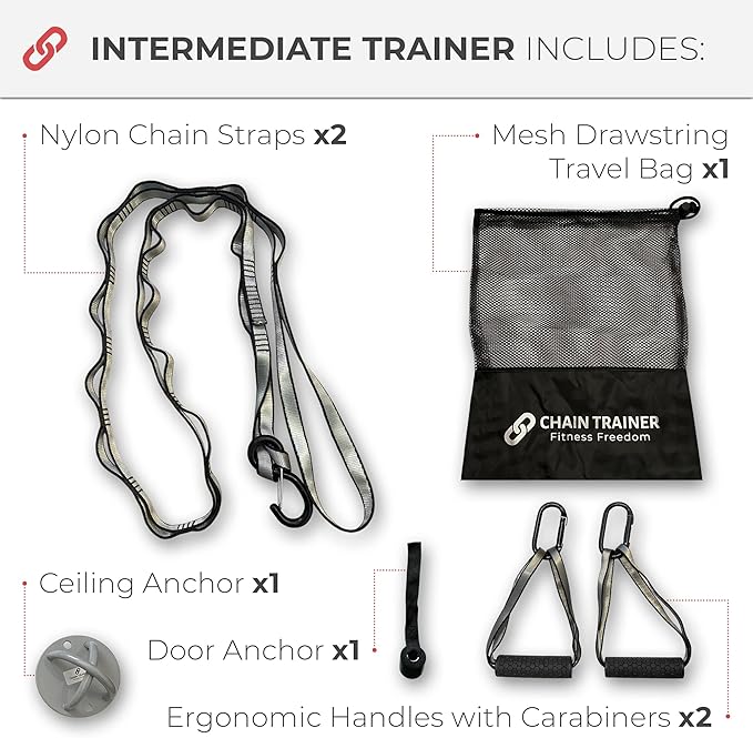 Portable Home Gym Multi-functional Basic Fitness Freedom Workout Equipment Comes in Basic, Intermediate, Advanced or Deluxe Sizes and Comes in Black or Silver