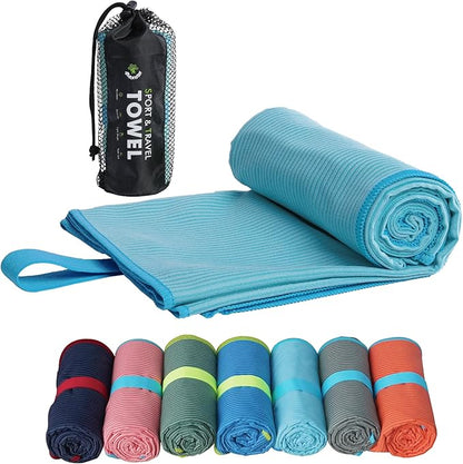 4Monster Microfiber Camping Towel - Quick Dry, Super Absorbent, Lightweight Travel Towel for Hiking, Beach, Gym, Backpacking, Yoga - Compact with Carry Bag (Lake Green, Small(31.50" x 15.80"))