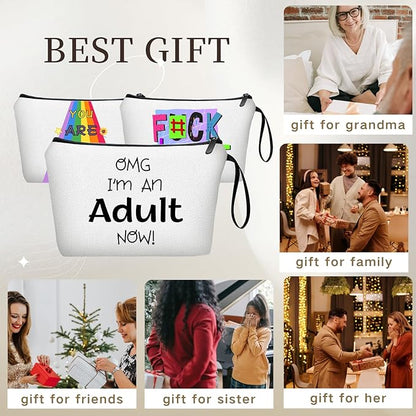 18th Year Old Birthday Gifts for Girls Daughter Sister Friend Teen Makeup Cosmetic Bag with Mirror Christmas