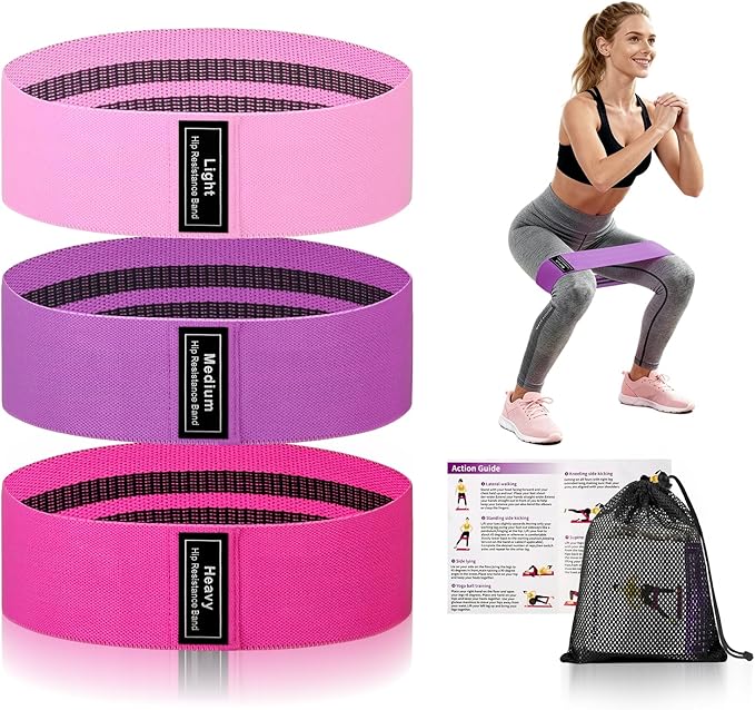 Muka 3 Pcs Resistance Bands Fabric Stretch Bands for Working Out, Yoga Elastic Band Loops for Booty Legs Thigh Glute Exercise