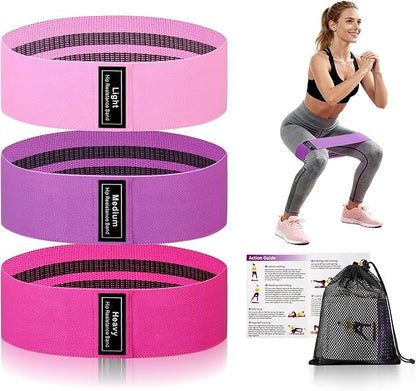 Muka 3 Pcs Resistance Bands Fabric Stretch Bands for Working Out, Yoga Elastic Band Loops for Booty Legs Thigh Glute Exercise