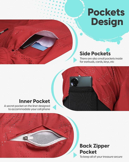 maamgic Mens Running Shorts with Compression Liner 5" Quick Dry Workout Shorts Anti-Chafe Gym Shorts 2 in 1 Athletic Shorts