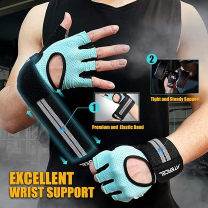 ATERCEL Weight Lifting Gloves Breathable Workout Gloves with Wrist Support for Gym, Exercise, Pull ups, Super Lightweight for Mens and Women, Full Palm Protection