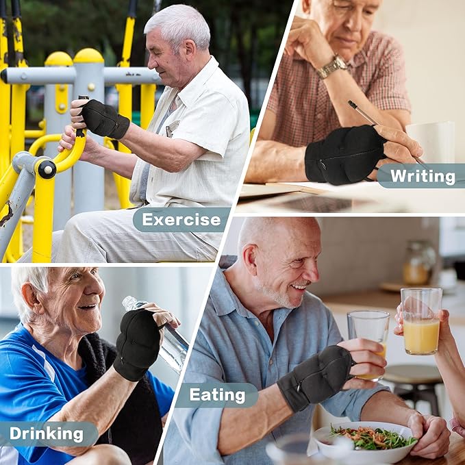 Weighted Gloves for Tremors-Adjustable Hand Gloves Stability Aid for Parkinson's Hand Tremors, Enhanced Grip & Writing Support for Elderly