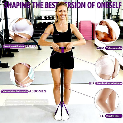 Pedal Resistance Band with Handle, Thickened Latex Tubes & Soft Foot Pedal, Full Body Workout Equipment for Glutes Legs Arms Waist, Pilates Physical Therapy Sit Up Gear for Home Gym
