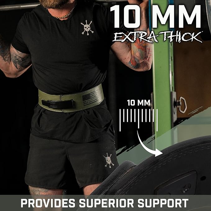 Weight Lifting Belt - Lever Gym Belt for Weightlifting, 10mm Leather Weight Belt for Men - 4 Inches Wide for Support & Stability for Workouts, Powerlifting, Bodybuilding, Fitness & Crossfit