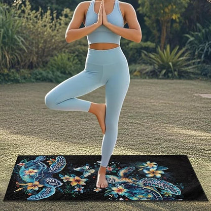 Bulopur Sea Turtle Car Seat Cover Towels Front Seats Boho Floral Sweating Car Seat Cover Highly Absorbent for Surfing Yoga Gym Workout Towel Blanket