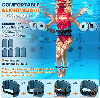 Sportneer Aquatic Exercise Equipment Water Aerobics Combo Set Includes High Density Water Weights Dumbbell Aqua Belt Water Ankle Weights for Pool Exercise Aquatic Therapy Pool Fitness Water Exercise