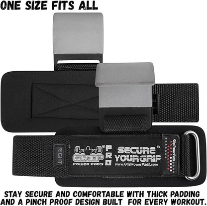 Weight Lifting Rod Hooks Heavy Duty Wrist Wraps Power Weight Lifting Training Gym Grips Straps Set of 2