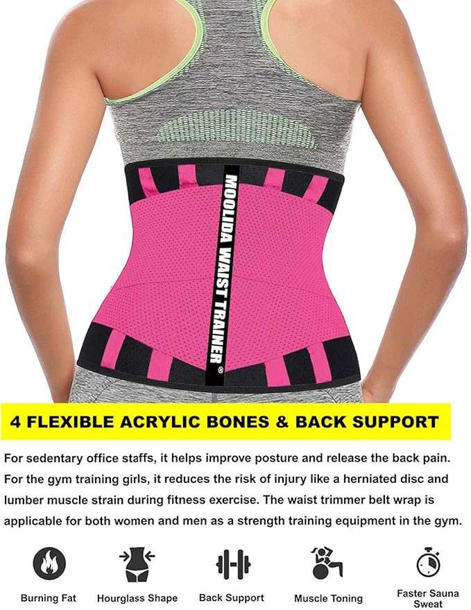 Moolida Waist Trainer Belt for Women or Men Waist Trimmer Workout Fitness Back Support Belts
