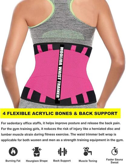 Moolida Waist Trainer Belt for Women or Men Waist Trimmer Workout Fitness Back Support Belts