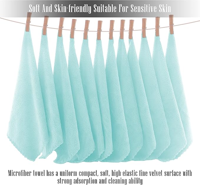 TENSTARS 12 Pack Premium Washcloths Set - Quick Drying- Soft Microfiber Coral Velvet Highly Absorbent Wash Clothes - Multipurpose Use as Bath, Spa, Facial, Fingertip Towel (Frozen Blue)