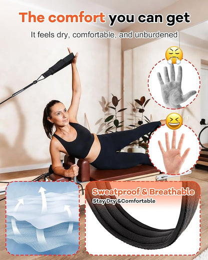 Pilates Reformer Split Rope Upgrade System - Advanced Independent Arm Training Kit with Rope Divider, 4M+1M Cords & 2PCS Pilates Straps for Reformer for Home Studio Strength Workouts