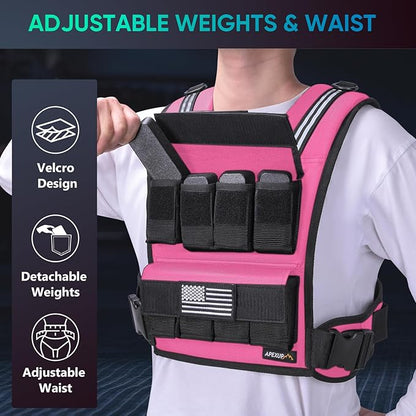 APEXUP Adjustable Weighted Vest Men 20lbs/30lbs/40lbs Weights with Reflective Stripe, Weight Vest Woman Workout Vest for Strength Training Running Walking