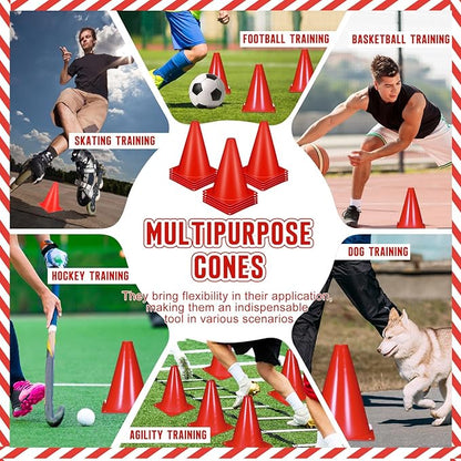 Syhood 30 Pack 7 Inch Plastic Traffic Cones Sports Training Agility Marker Mini Cones for Soccer, Skating, Football, Basketball, Indoor and Outdoor Games Sports Practice Equipment