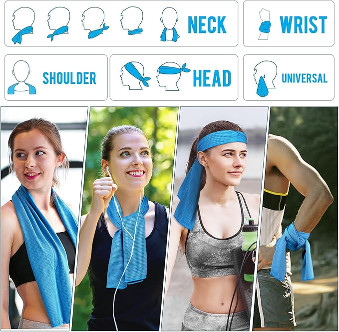 MENOLY 30 Packs Cooling Towels Bulk Cooling Towels for Neck and Face Gym Workout Cooling Neck Rags for Sports Yoga Soft Microfiber Breathable Sweat Rags for Hiking Running Fitness