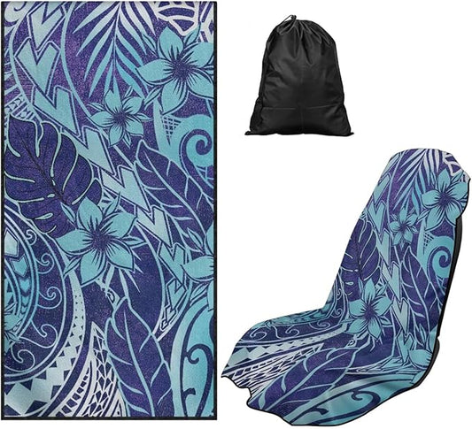 Bulopur Polynesia Hibiscus Sweat Towel Car Seat Cover for Gym Post-Work Running Athletic Beach Towel Machine Washable Lightweight Soft Car Interior Accessories for Women Girly