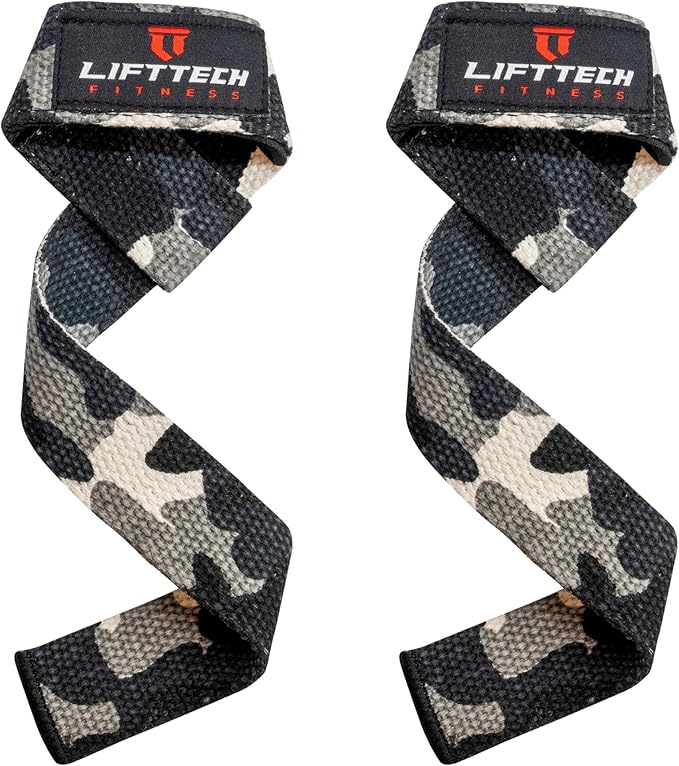 Lift Tech Fitness Weight Lifting Straps For Men and Women - Cotton Gym Straps for Weightlifting, HIIT, Strength Training - Pull ups & Deadlift Straps - Lifting Wrist Straps - One Size