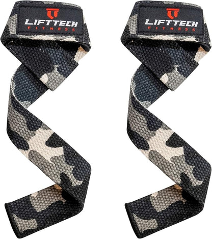 Lift Tech Fitness Weight Lifting Straps For Men and Women - Cotton Gym Straps for Weightlifting, HIIT, Strength Training - Pull ups & Deadlift Straps - Lifting Wrist Straps - One Size