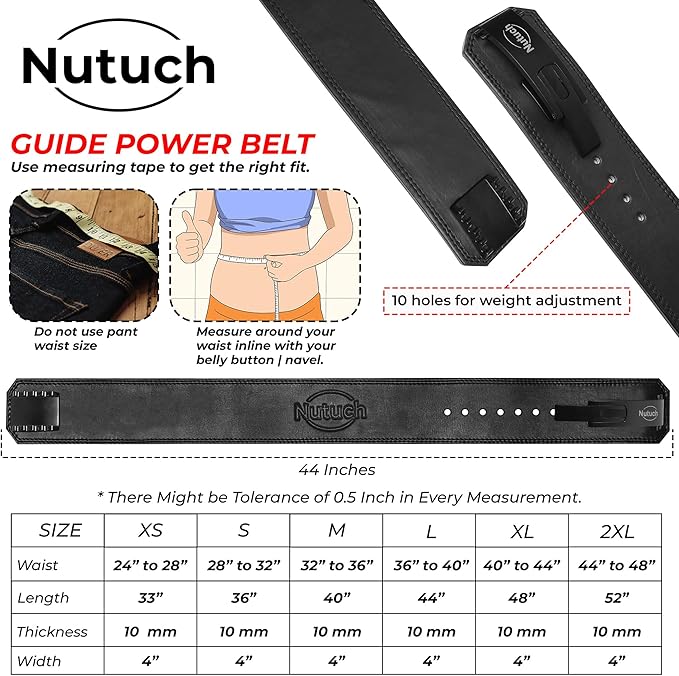 Genuine Leather Lever Weight Lifting Belt |10mm | Gym Belts | Weight Lifting Belts for Men and Women | Grain Leather Weightlifting Belt | Workout Belt | Powerlifting Belt for Back Support | Squats