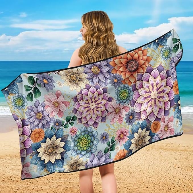 Bulopur Boho Dahlia Floral Car Sweat Towel Seat Cover After Gym Workouts Dogs and Outdoor Activities Beach Towel Car Seat Covers Front Seats Universal Auto Accessories for Women Girly