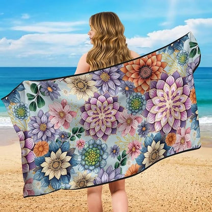 Bulopur Boho Dahlia Floral Car Sweat Towel Seat Cover After Gym Workouts Dogs and Outdoor Activities Beach Towel Car Seat Covers Front Seats Universal Auto Accessories for Women Girly