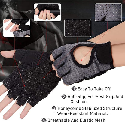 Geyoga 2 Pairs Workout Gloves Adjustable Weight Lifting Gym Exercise Training Breathable Workout Gloves with Full Palm Protection for Men and Women Fitness, Biking, Pull up