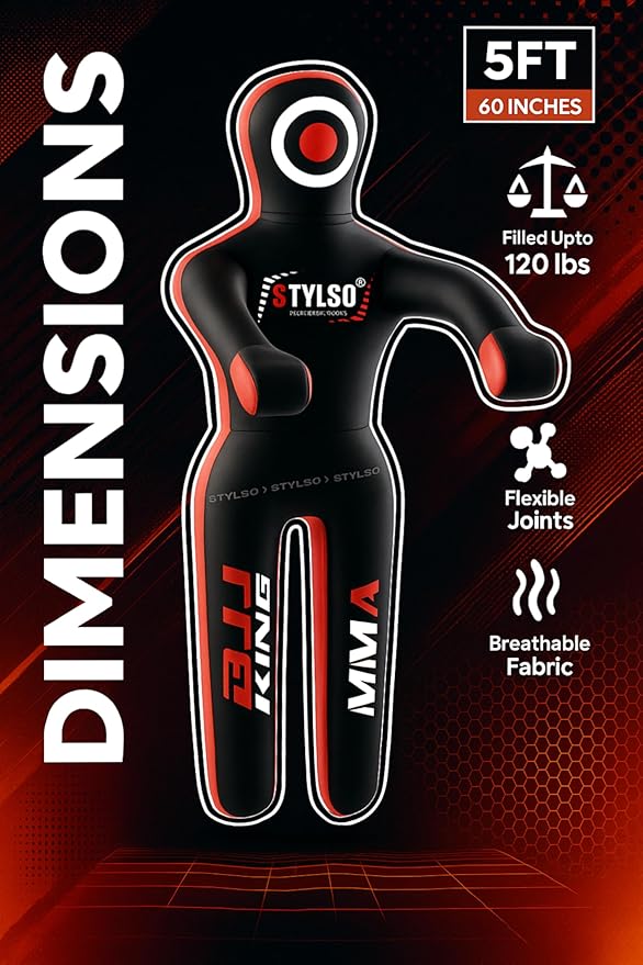 Unfilled Grappling Dummy – Adult Life Size Wrestling & BJJ Training Dummy, MMA Jiu Jitsu Judo Takedown & Throwing Practice, Heavy-Duty Triple-Stitched Canvas Submission Dummy