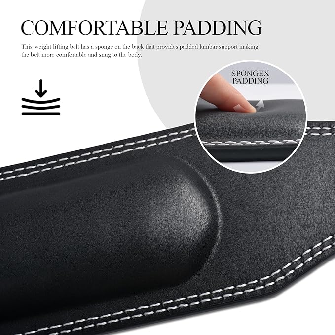 10 Adjustable Holes Genuine Leather Weightlifting Belt, 4”& 6”Width, Double Prong Power Belt for Gym Bodybuilding, weightlifting, powerlifting, squats and deadlifts