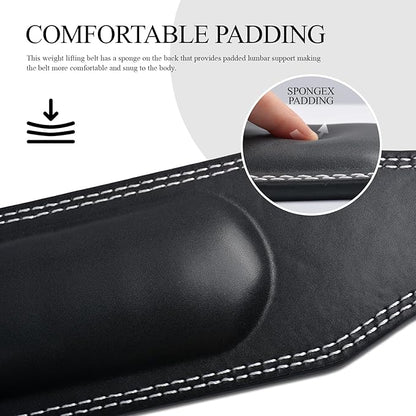 10 Adjustable Holes Genuine Leather Weightlifting Belt, 4”& 6”Width, Double Prong Power Belt for Gym Bodybuilding, weightlifting, powerlifting, squats and deadlifts