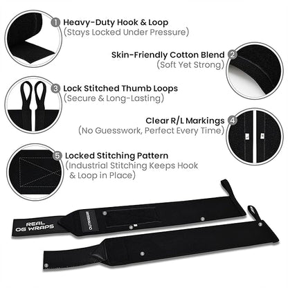 18" OG-Grade Wrist Wraps for Weightlifting – Heavy Duty Wrist Support with Thumb Loop & Lockdown Strap – Wrist Straps for Powerlifting, Bench Press & Gym Training