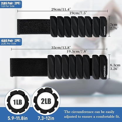 Wrist & Ankle Weights for Women and Men, 2lbs/4lbs Pairs Adjustable Silicone Weighted Bangles for Arm & Leg Workouts, Perfect for Pilates, Barre, Yoga, Walking & Home Fitness 24055