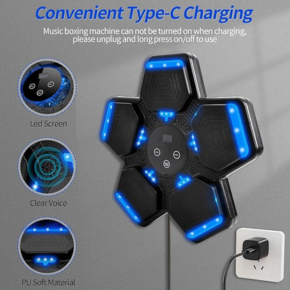 Music Boxing Machine for Adults and Kids, Smart Bluetooth Boxing Training Equipment with Gloves, Target Workout Equipment for for Home, Office